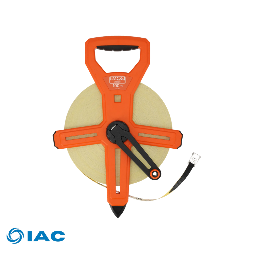 BAHCO LTS-100-E – METRIC/IMPERIAL LONG MEASURING TAPE WITH NYLON COATED BLADE AND OPEN CASE 100 M