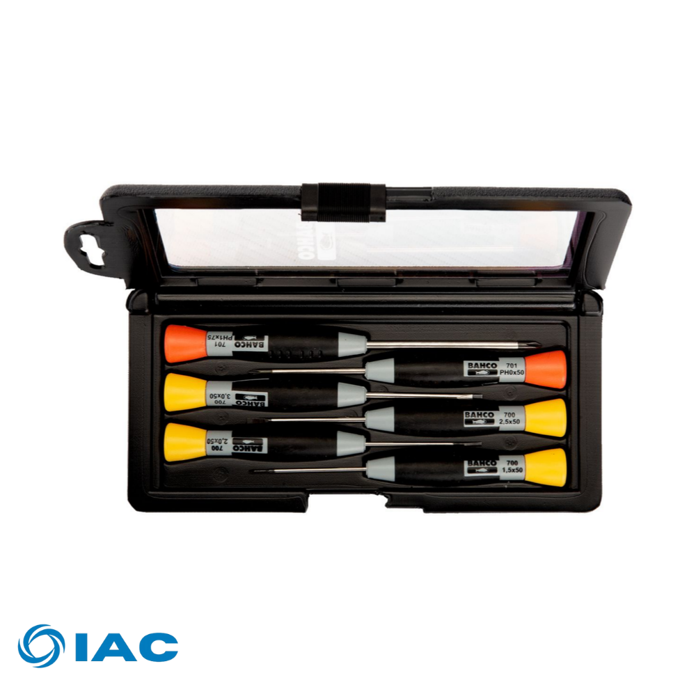 BAHCO 706-1 – SLOTTED/PHILLIPS SCREWDRIVER SET WITH PRECISION GRIP 1.5-3MM/PH0-PH1 – 6 PCS