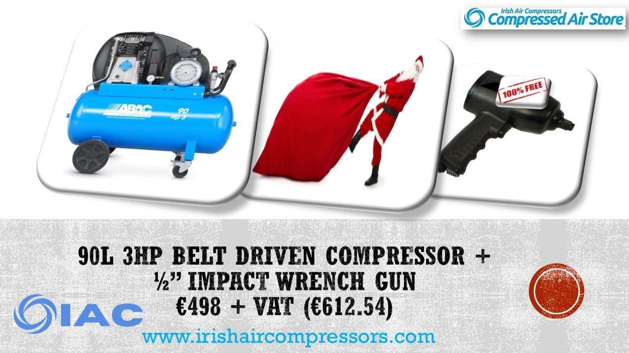 90L 3HP BELT DRIVEN COMPRESSOR + FREE AIR TOOL