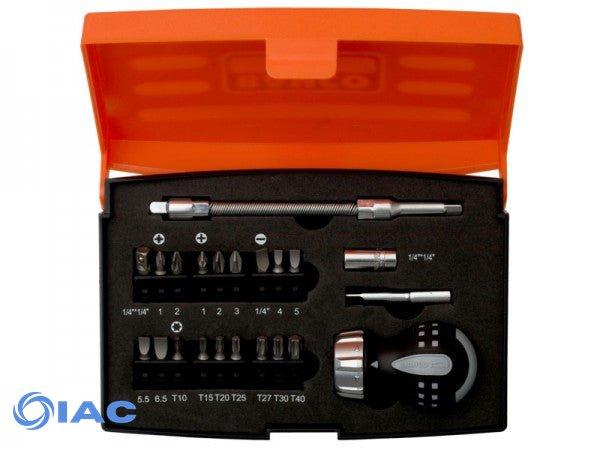 BAHCO 808050S-22 – 1/4″ BIT HOLDER RATCHETING SCREWDRIVER SET – 22 PCS