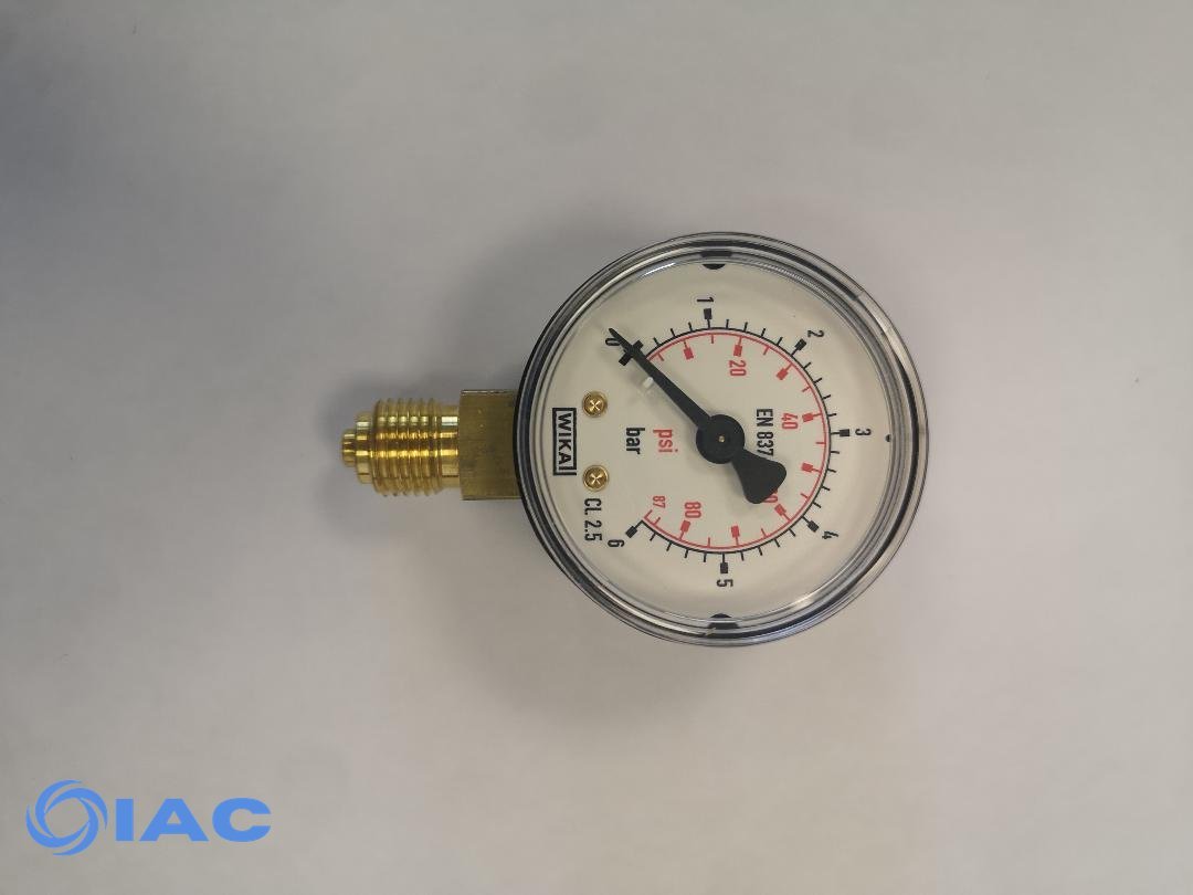 Vertical pressure gauge 50mm, 0 to 6bar 1/4" MS650