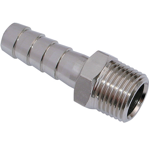 Male Thread BSPT x Hose Tail, Nickel-plated Brass