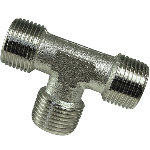 Nickel Plated Equal Tee Male Thread BSPP