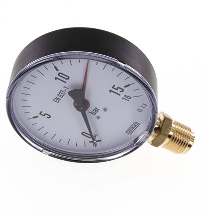 Pressure gauge, vertical, 100mm, 0 to 16 bar MS16100