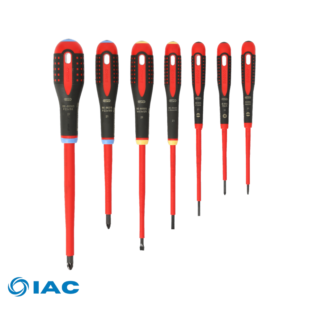 BAHCO BE-9888S – ERGO™ VDE INSULATED SCREWDRIVER SET WITH 3-COMPONENT HANDLE – 7 PCS