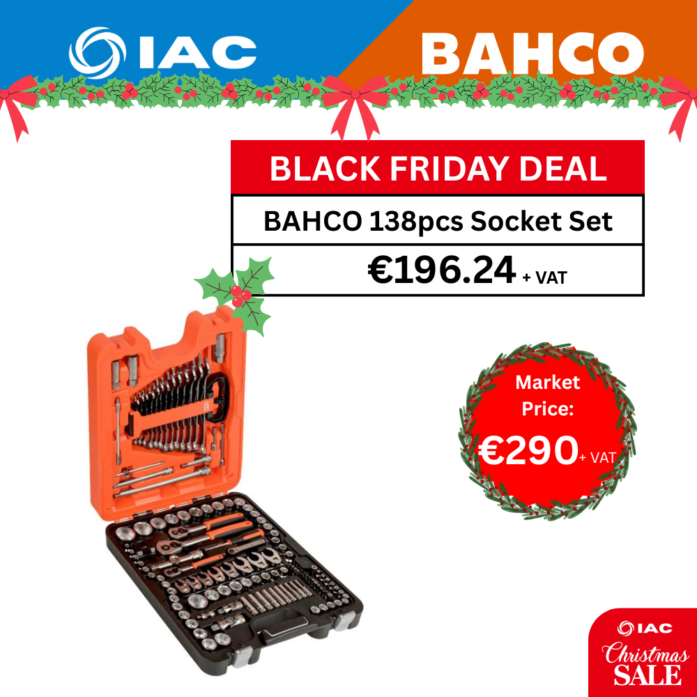 BAHCO S138 – 1/4 3/8 AND 1/2″ SQUARE DRIVE SOCKET SET WITH COMBINATION WRENCHES/SCREWDRIVER BITS – 138 PCS/CASE