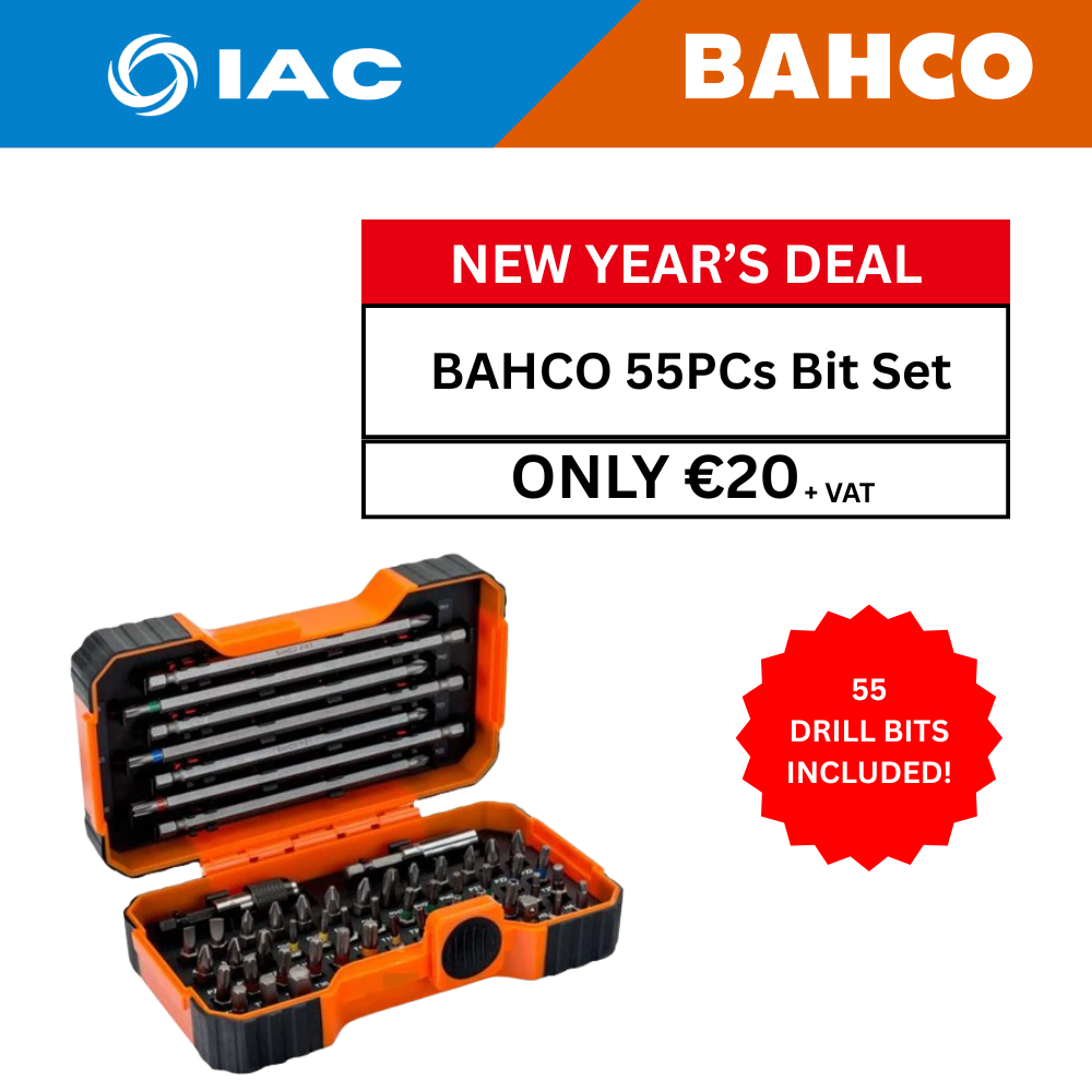 BAHCO 59/S54BC-IP – 1/4″ BIT SET FOR SLOTTED/PHILLIPS/POZIDRIV/HEX/TORX® TAMPER SCREW 30 MM X 19 MM X 28 MM – 54 PCS/8 PCS CARTON DISPLAY