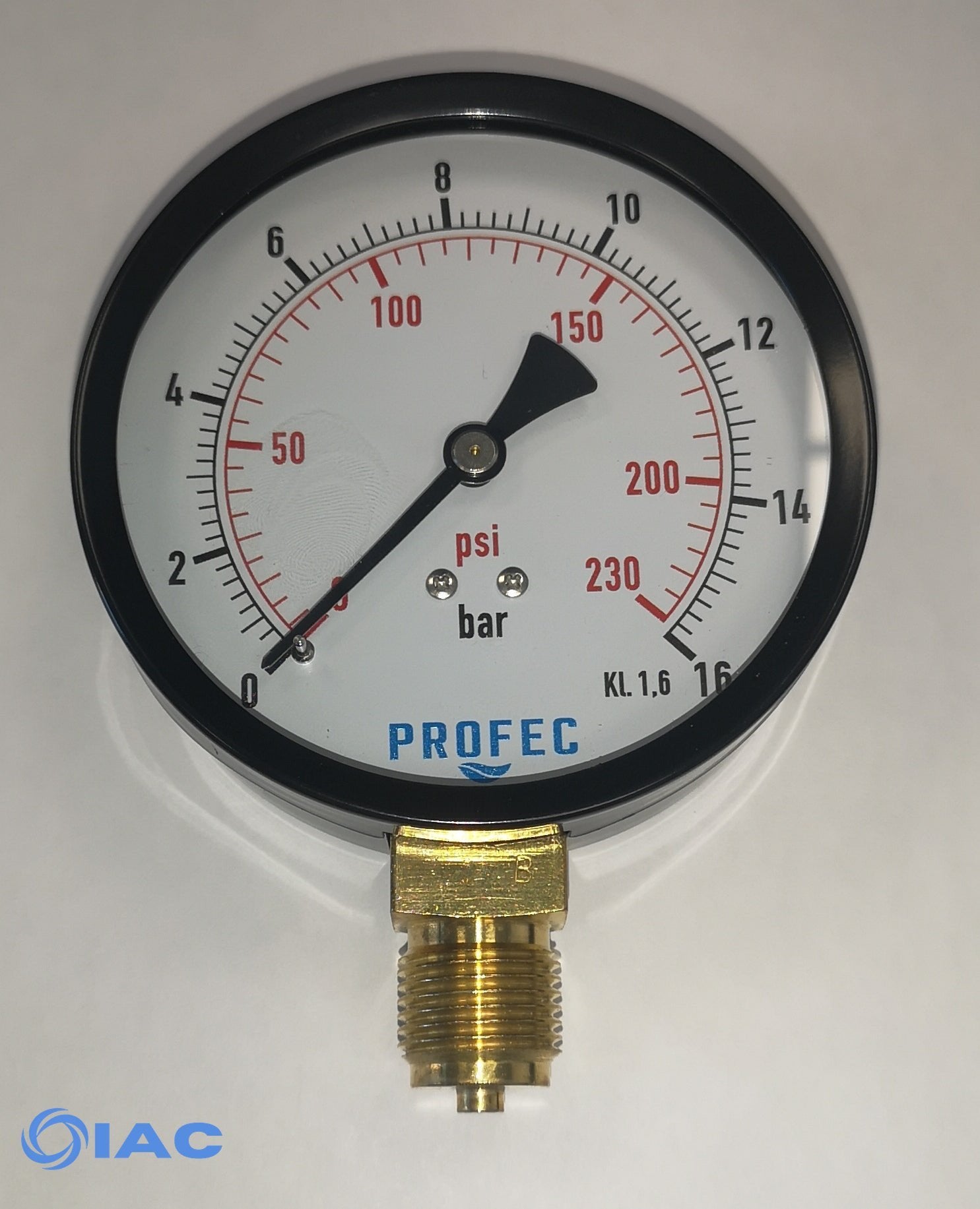 Profec Pressure gauge 100mm male 1/2" 0-16 BAR 0840179