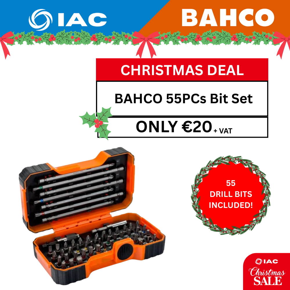 BAHCO 59/S54BC-IP – 1/4″ BIT SET FOR SLOTTED/PHILLIPS/POZIDRIV/HEX/TORX® TAMPER SCREW 30 MM X 19 MM X 28 MM – 54 PCS/8 PCS CARTON DISPLAY