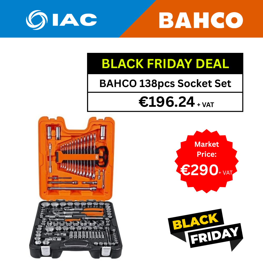 BAHCO S138 – 1/4 3/8 AND 1/2″ SQUARE DRIVE SOCKET SET WITH COMBINATION WRENCHES/SCREWDRIVER BITS – 138 PCS/CASE