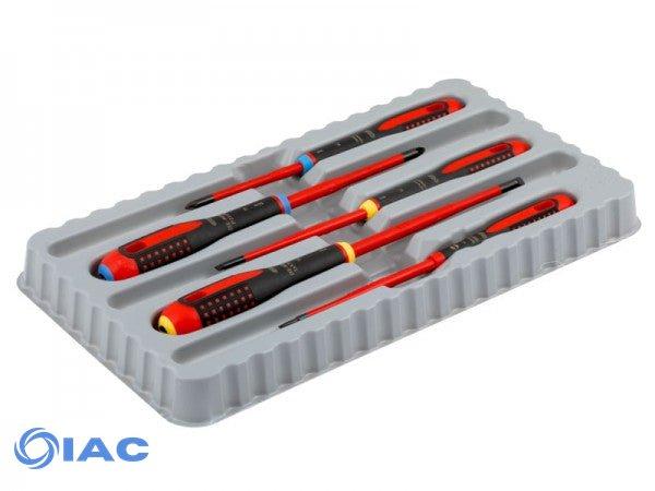 BAHCO BE-9882SL – ERGO™ SLIM VDE INSULATED SLOTTED AND POZIDRIV SCREWDRIVER SET WITH 3-COMPONENT HANDLE – 5 PCS