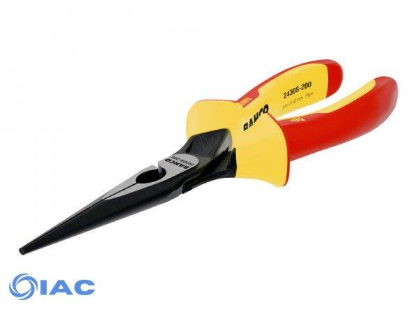 BAHCO 2430S-200 – ERGO™ SNIPE NOSE PLIERS WITH INSULATED DUAL-COMPONENT HANDLES AND PHOSPHATE FINISH (200 MM)