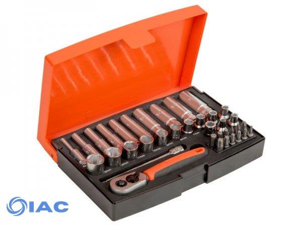BAHCO SL25L – 1/4″ SQUARE DRIVE SOCKET AND DEEP SOCKET SET WITH METRIC HEX PROFILE AND SCREWDRIVER BITS – 37 PCS/CASE