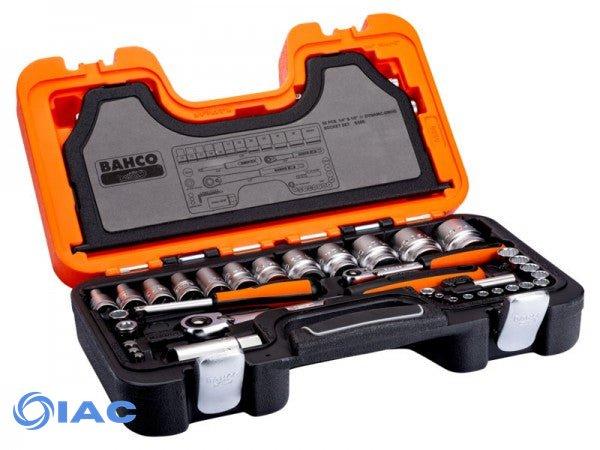 BAHCO S560 – 1/4 AND 1/2″ SQUARE DRIVE SOCKET SET WITH METRIC BI-HEX PROFILE AND SLIM HEAD RATCHET – 56 PCS/CASE