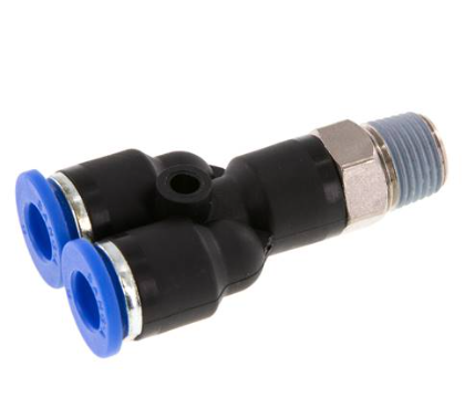 1/4" X 6mm Threaded Y Connector x Tube APX6-02