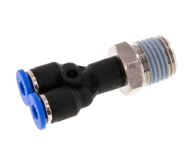 Threaded, Parallel Y Connector BSPP G1/8" x 4mm Tube apx4-01