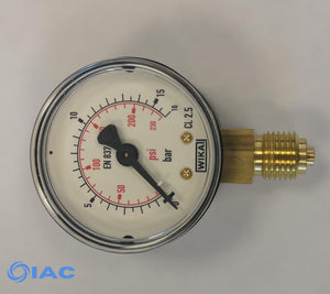 Vertical pressure gauge 50mm, 0 to 16 bar, G 1/4" MS1650