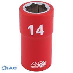 DRAPER 31697 FULLY INSULATED VDE SOCKET, 3/8" SQ. DR., 14MM