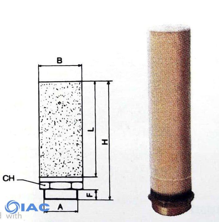 High Volume Exhaust Silencer - Sintered Bronze / Thread BSPT R1.1/4" / CODE: 11SL