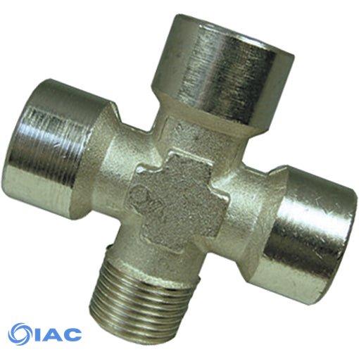 Nickel Plated Equal Female Cross with One male Branch Thread G1/4" CH 12mm CODE: EFC14MF