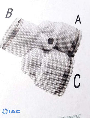 Y Connector Increasing on Branch Tube A & C 4mm / Tube B 6mm